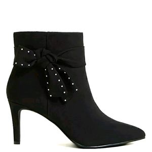 Torrid Faux Suede Side Bow Pointed Toe Booties
